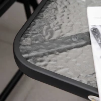 Outsunny 3 Piece Patio Glider Set Outdoor Gliders with Breathable Mesh Seat, Glass Top Table for Garden, Yard, Black(m-10)