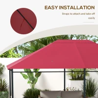 Outsunny 10' x 13' Gazebo Replacement Canopy Cover, Gazebo Roof Replacement (TOP COVER ONLY), Wine Red(m-6)