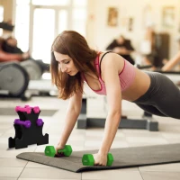 Soozier 2 x 2 lbs., 2 x 3 lbs., 2 x 5 lbs. Dumbbells Set with Dumbbell Rack, Hand Weights for Home Gym Training(m-8)