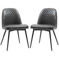 HOMCOM Dining Chairs Set of 2, Modern Kitchen Chairs with Faux Leather Upholstery and Steel Legs for Living Room, Dining Room, Bedroom, Dark Gray(m-11)