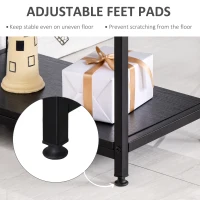 HOMCOM Computer Desk with Shelves and CPU Stand, Home Office Desk Workstation with Adjustable Feet, Black Wood Grain(m-5)