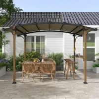 Outsunny 12' x 10' Outdoor Pergola with Bar Counter, Sun Shade Canopy, Aluminum and Steel Frame for Backyard(m-7)