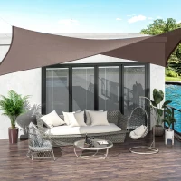 Outsunny 13' x 20' Sun Shade Sail Canopy Outdoor Shade Sail Cloth for Patio Deck Yard with D-Rings and Rope Included, Brown(m-2)