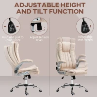 HOMCOM Microfiber Executive Office Chair, Desk Chair with Padded Flip-up Arms, Adjustable Height and Tilt Function, White(m-4)