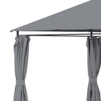 Outsunny 13'x 10' Soft-top Steel Patio Gazebo Canopy Party Tent with 6 Removable Curtains and Drainage Holes, Grey(m-9)