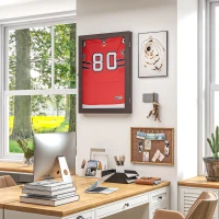 HOMCOM 28" x 35" UV-Resistant Sports Jersey Frame Display Case, Brown(m-2)