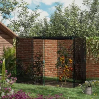 Outsunny 4' x 8' Crop Cage, Plant Protection Tent with Zippered Doors for Vegetable Garden, Backyard, Black(m-10)
