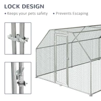PawHut 18.7' Chicken Coop Galvanized Hen House Poultry Cage Outdoor Enclosure w/ UV-Protection Water-Resist Cover(m-7)