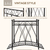 Outsunny 3.3FT Classic Garden Bridge with Safety Railings Arc Footbridge Decorative Pond Bridge for Backyard Creek Stream, Black(m-5)