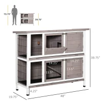 PawHut Indoor/Outdoor Rabbit Hutch, Quick Feeding(m-3)