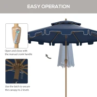 Outsunny 8.8' Patio Umbrella with Push Button Tilt and Crank, Dark Blue(m-5)
