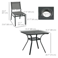 Outsunny 5 Pieces Outdoor Dining Set with Umbrella Hole, Patio Table and Chairs with Steel Top, Breathable Mesh Seat Back(m-3)