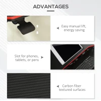 Vinsetto Liftable Computer Stand Height Adjustable Ergonomic E-sports Desktop Stand PC w/ Keyboard Tray Widely Compatible, Workstation Riser for Home Office Dormitory(m-7)