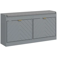 HOMCOM Shoe Storage with Seat, Upholstered Hallway Bench, Shoe Bench with 2 Flip Drawers and 4 Vents for 8 Pairs of Shoes(m-11)