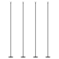 Outsunny 4 Pack of 8' String Light Poles, Steel Hanging Lighting Stand for Patio, Backyard, Deck, Wedding, Party, Black(m-1)