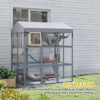 PawHut 81"H Catio Outdoor with Floor to Prevent Escaping & Easy Cleaning, for 2-4 Cats Kittens, Grey(m-9)