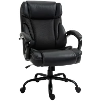 Vinsetto 484LBS Big and Tall Ergonomic Executive Office Chair with Wide Seat, High Back Adjustable Computer Task Chair Swivel PU Leather, Black(m-1)