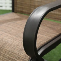 Outsunny 5 Piece Garden Patio Dining Furniture, Outdoor Conversation Set, 37" Dinner Table with Umbrella Hole, 4 Rocking Swivel Chairs for Garden, Lawn, Backyard, Coffee Bean Brown(m-7)