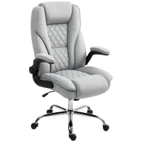 HOMCOM Executive Office Chair, Desk Chair with Flip-up Armrest, Diamond Fabric Computer Chair for Home Office, Gray(m-1)