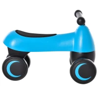 Qaba Baby Balance Bike for 18-36 Months, Toddler No Pedal Ride-on Walking Bike with 4 Wheels Gifts for Boys Girls, Blue(m-11)