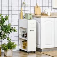 HOMCOM 3- tier Slim Storage Cart, Rolling Narrow Kitchen Cart on Wheels for Small Place, Slide Out Side Utility Cart for Bathroom, Laundry(m-2)