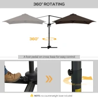Outsunny 10x10ft Cantilever Umbrella Rotatable Square Market Parasol, 4 Adjustable Angle for Outdoor Backyard Patio Coffee(m-5)
