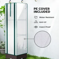 Outsunny Garden Bed with Trellis, Outdoor Plant Box with PE Cover, Drainage Holes and Zipper Door, 15.7" x 15.7" x 48.8", Brown(m-5)