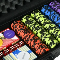 Soozier 500PCs 14 Gram Clay Poker Chips Set Casino Poker Chips with Aluminum Case, Playing Cards, Dealer Button, 5 Dices(m-8)