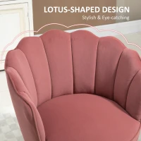 HOMCOM Modern Accent Chair Leisure Club Chair with Velvet-Touch Fabric Wood Legs for Living Room, Pink(m-4)