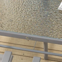 Outsunny 8 Piece Patio Dining Set with Table Umbrella, 6 Folding Chairs and Rectangle Dining Table, Grey(m-10)