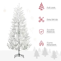 HOMCOM 7 Foot Snow Flocked Artificial Christmas Tree with 240 Fir Realistic Branches, Auto Open, Green(m-4)
