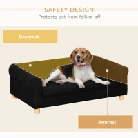 PawHut Modern Pet Sofa Cat or Medium Large Dog Couch W/ Removable Seat Cushion, Black(m-5)