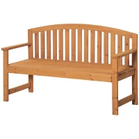 Outsunny 55" Wooden Garden Bench, 2 Seater Outdoor Patio Seat with Slatted Design for Deck, Porch or Garden, Natural(m-11)