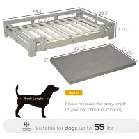 PawHut Large Dog Bed with Soft Foam Cushion, Wooden Dog Couch with Roomy Surface, Elevated, Slate Gray(m-3)