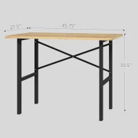 HOMCOM 46"L x 28"W Garage Table with X Bar Support and Natural Tabletop, Natural/Black(m-3)