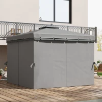 Outsunny 10' x 10' 2-Tier Outdoor Gazebo Canopy Tent with Zippered Mesh Sidewalls, Aluminum Frame for Patio, Backyard Light Grey(m-9)