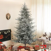 HOMCOM 9 Foot Artificial Nordic Pine Christmas Tree with Snow, Easy Assembly, Hinged Xmas Tree for Home Office Holiday(m-10)