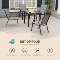 Outsunny Set of 4 Outdoor Dining Chairs, Heavy Duty Stackable Patio Dining Set with Armrests for Balcony Garden, Dark Grey(m-4)