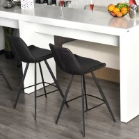 HOMCOM Set of 2 Microfiber Cloth Bar Stools, Multi-functional Kitchen Stools, Bar Chair with Metal Leg Padded Cushion Seat for Dining, Black(m-8)