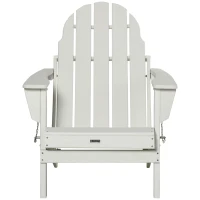 Outsunny Folding Adirondack Chair, HDPE Fire Pit Chair, Weather Resistant Outdoor Chair for Patio, Garden, Backyard, Lawn, White(m-11)