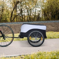 HOMCOM  Bike Cargo Trailer Bicycle Luggage Carrier Cart with Cover White Black(m-8)