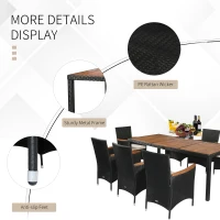 Outsunny 9 Pieces Outdoor Dining Set for 8, Wicker Rattan Patio Furniture Set, Patio Table and Chairs Set with Cushions, Acacia Wood Table Top, Conversation Set for Garden Backyard Deck, Cream White(m-6)