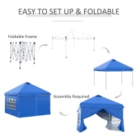 Outsunny 10' x 10' Pop Up Canopy Tent, Instant Sun Shelter, Tents for Parties, with Wheeled Carry Bag, Blue(m-10)