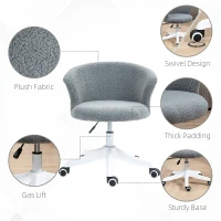Vinsetto Armless Office Chair, Fluffy Computer Desk Chair with Adjustable Height, Swivel Wheels, Mid Back, Grey(m-5)