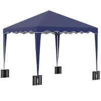 Outsunny 10' x 10' Pop Up Canopy Tent with Sand Bags, Instant Shelter with Adjustable Height and Carry Bag, Garden Outdoor Party Tent, Blue(m-11)