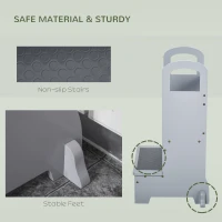 Qaba 2 Step Stool Kids Kitchen Helper with Support Handles and Non-Slip Pad for Kitchen, Living room and Bathroom, Grey(m-6)