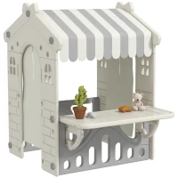 Qaba Kids Playhouse, Indoor Sleek Play House Cottage Pretend Role Games, with Arched Doors, for Ages 1-6 Years(m-11)