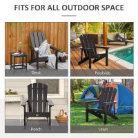 Outsunny Adirondack Chair, HDPE Fire Pit Chair, Weather Resistant Outdoor Chair for Patio, Garden, Backyard, Lawn, Black(m-7)