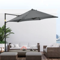 Outsunny 8.5FT Outdoor Cantilever Roma Parasol with 360° Rotation and Cross Base, Offset Patio Umbrella for Garden, Dark Grey(m-7)