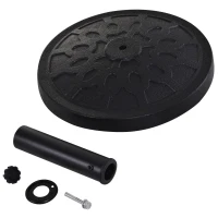 Outsunny 29 lbs Resin Round Patio Umbrella Stand Base Coated Pole Market Garden Umbrella Holder Parasol Holder Black(m-9)